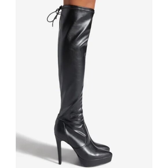 Platform Stiletto Boots Black Size 10 - Picture 2 of 4